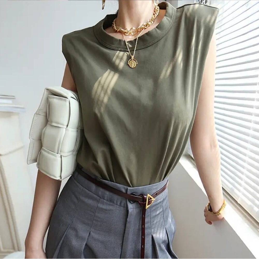 Zara Padded Shoulder Top